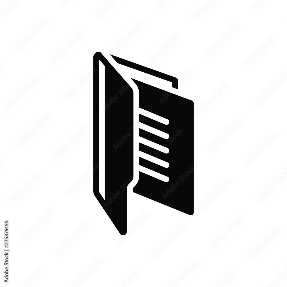 Black solid icon for files dossier