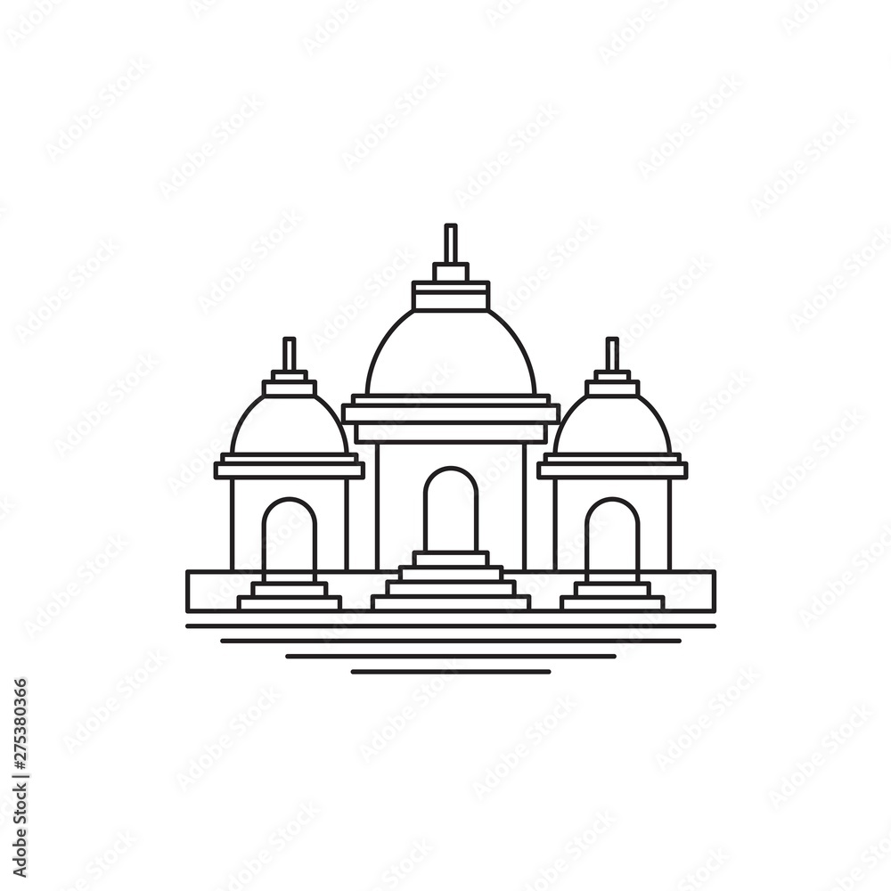 Religious temple in simple line art illustration