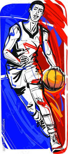 the vector illustration of a basketball player