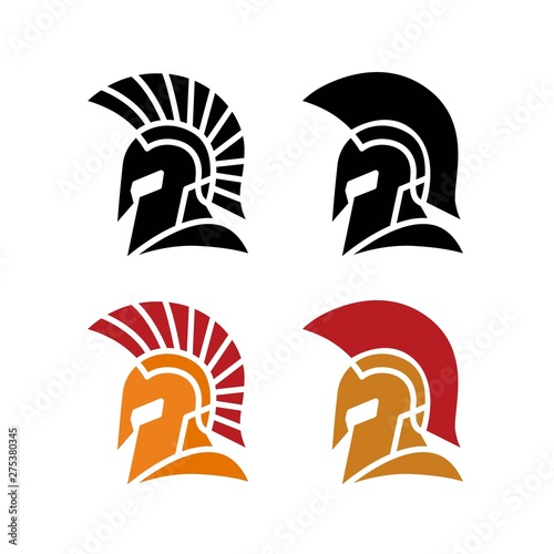 Gladiator heads helmet illustration set
