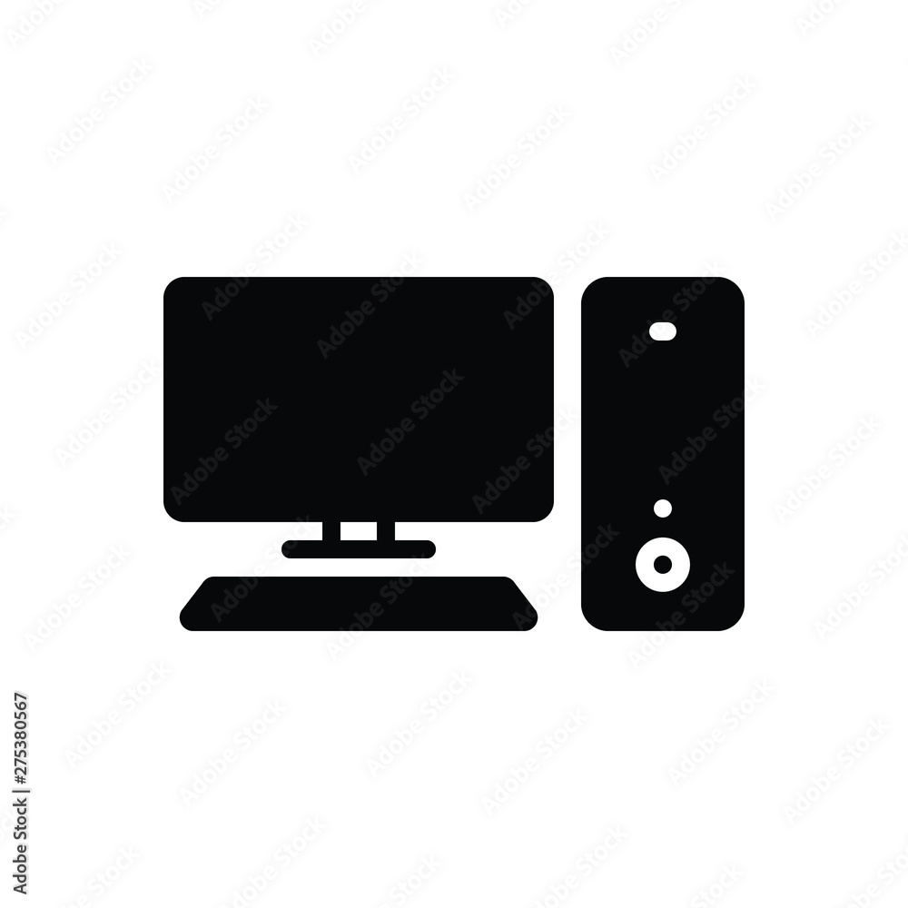 Black solid icon for computer monitor Black solid icon for computer monitor