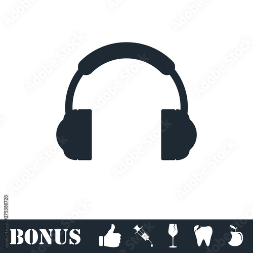 Headphones icon flat