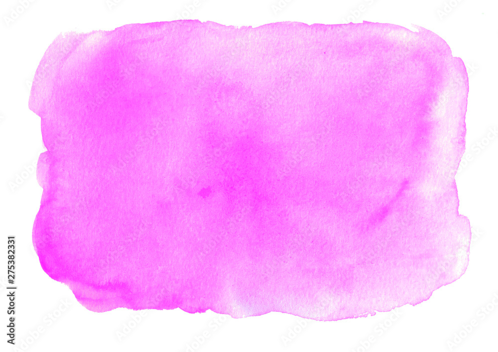 Abstract hot pink purple background. The texture of brush strokes of paint. Watercolor hand drawn spot. Bright color element for abstract artistic background with space for text or image