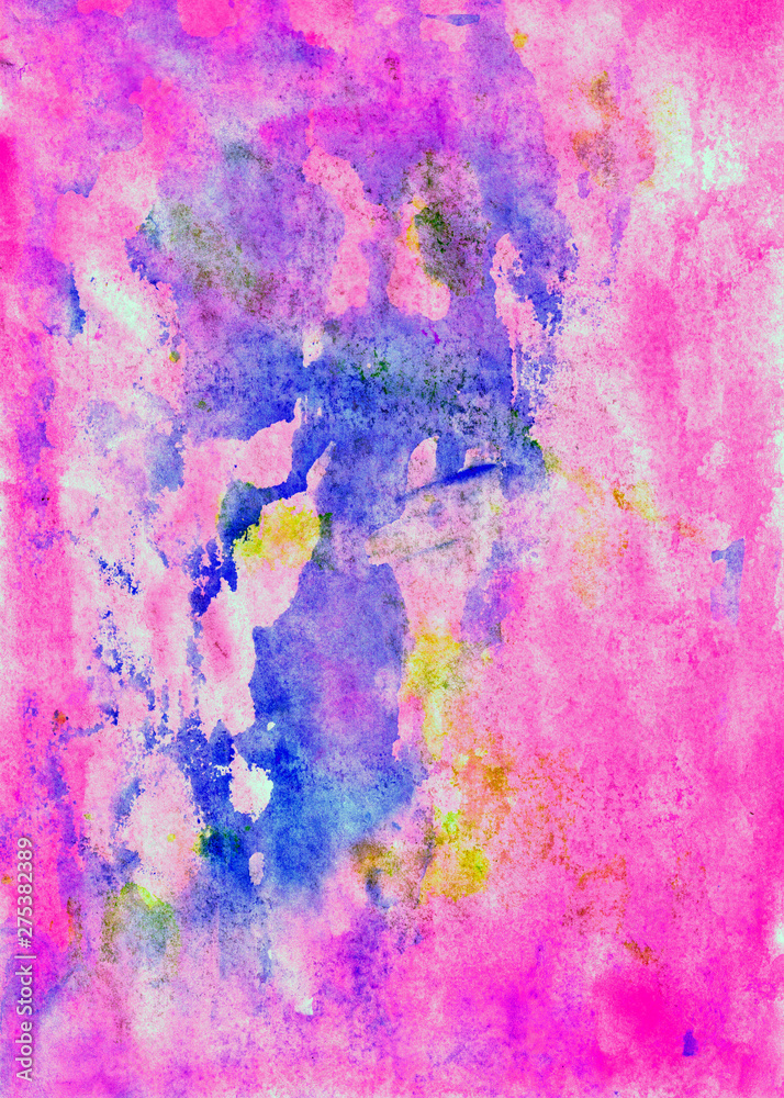Abstract hot pink purple background. The texture of brush strokes of paint. Watercolor hand-drawn background. Bright color element for abstract artistic background with space for text or image