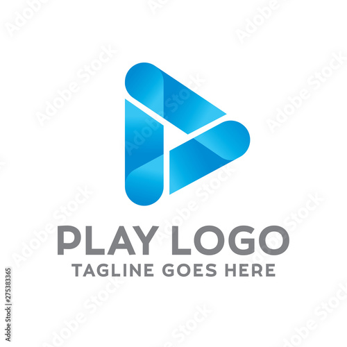 Free Download Play Logo For Technology Design With Colorful Style Concept. Digital Logo Company with Media  Player Concept. Triangle and Gradient Symbols. Movie Icon for Business, website, Studio, Media, Internet. - GFXLoad