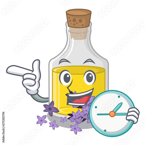 With clock lavender oil isolated with the mascot photo