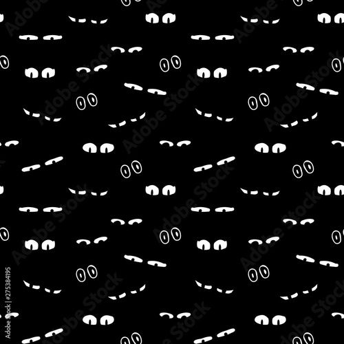 Tableau sur toile A seamless vector halloween background pattern with spooky lurking eyes