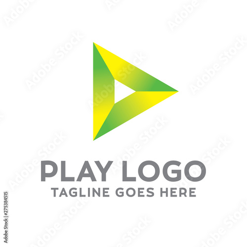 Free Download Play Logo For Technology Design With Colorful Style Concept. Digital Logo Company with Media  Player Concept. Triangle and Gradient Symbols. Movie Icon for Business, website, Studio, Media, Internet. - GFXLoad