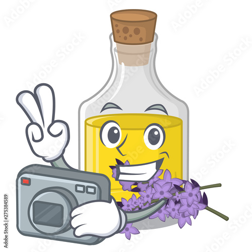 Photographer lavender oil in the character shape