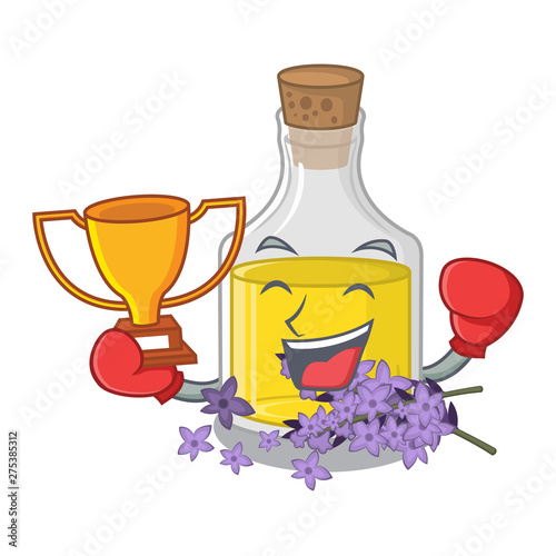 Boxing winner lavender oil above cartoon makeup table