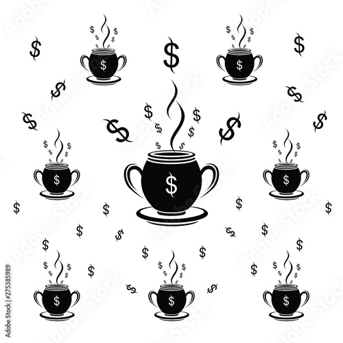 cup pattern dollar black and white vector illustration