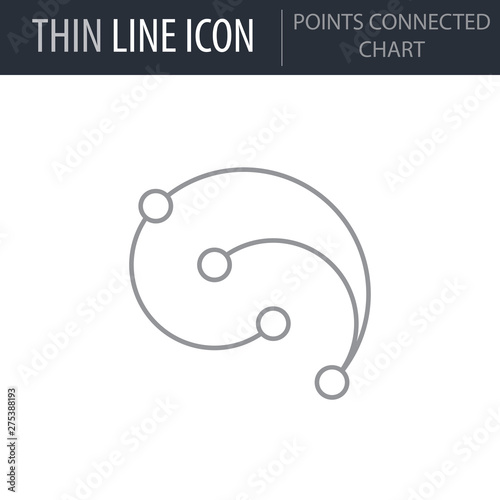 Symbol of Points Connected Chart. Thin line Icon of Infographics. Stroke Pictogram Graphic for Web Design. Quality Outline Vector Symbol Concept. Premium Mono Linear Beautiful Plain Laconic Logo