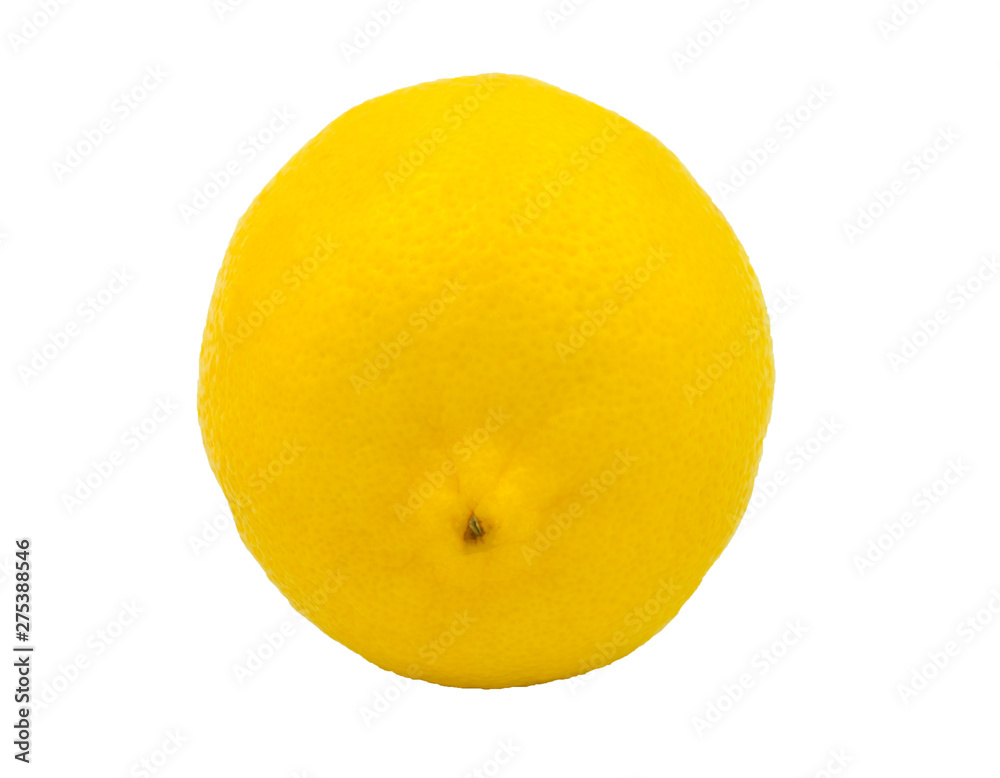 center round yellow fresh lemonade lime isolated white background with clipping path