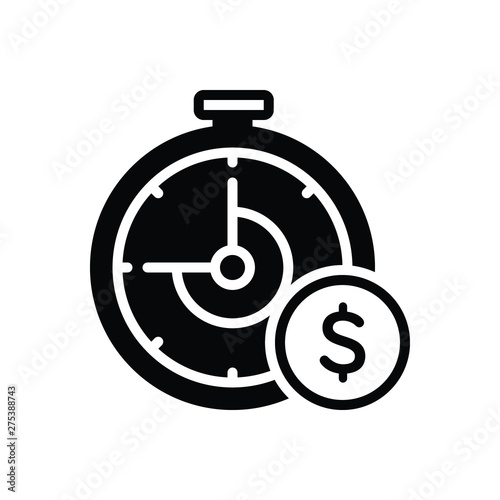 Free Download Black solid icon for clock with dollar sign - GFXLoad