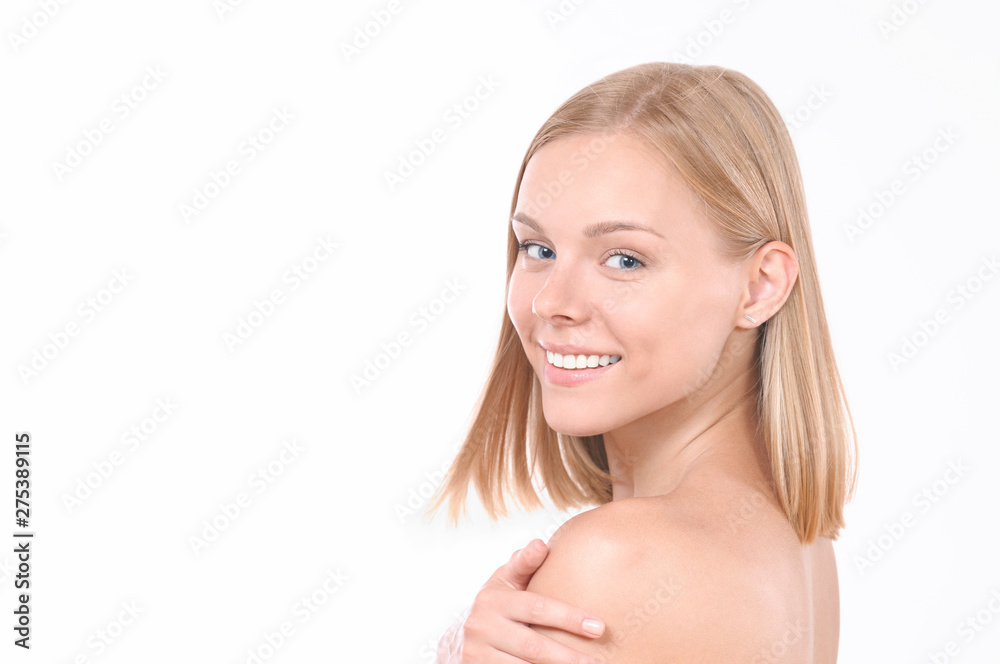 Pretty smiling joyfully female with blonde hair Pretty smiling joyfully female with blonde hair