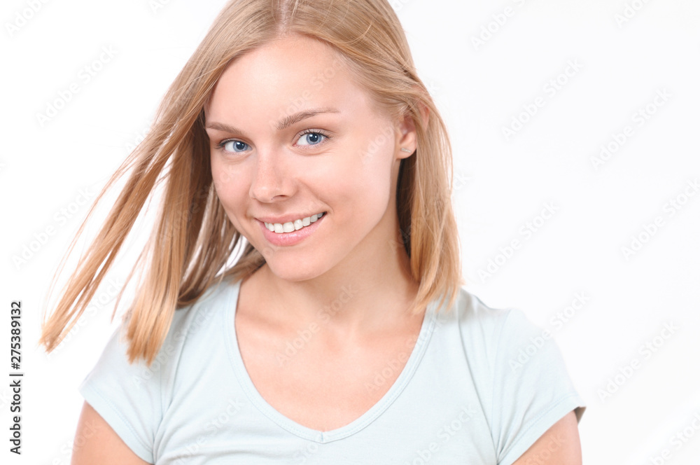 Pretty smiling joyfully female with blonde hair Pretty smiling joyfully female with blonde hair