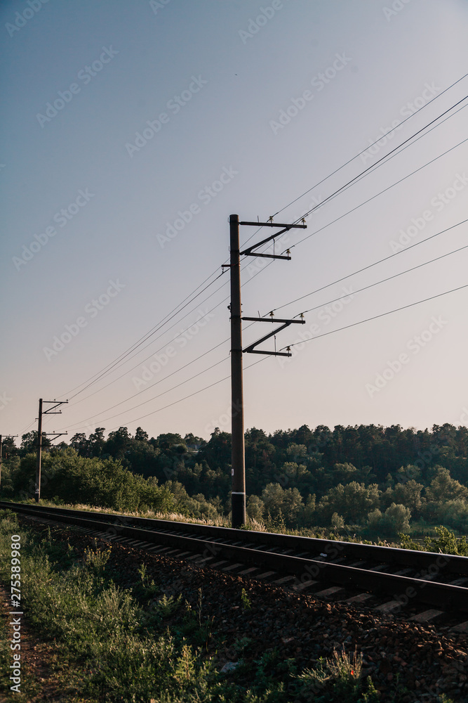 Railway track and power line