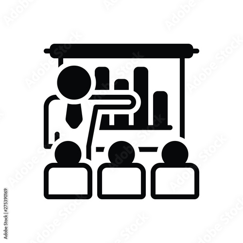 Black solid icon for business presentation with bars graphic