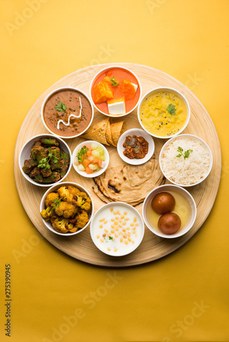 Indian Hindu Veg Thali / food platter, selective focus
