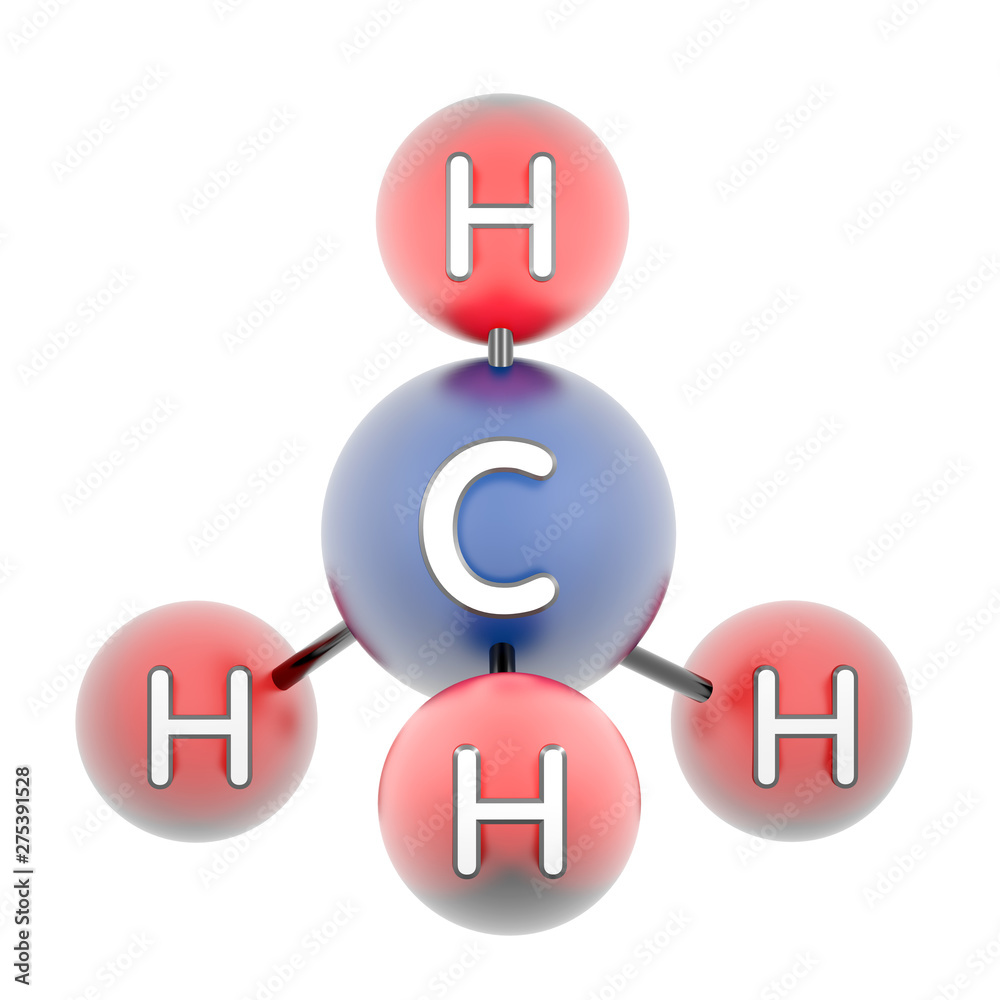 ch4 - molecule methane. Render of 3d model isolated on white. ch4 - molecule methane. Render of 3d model isolated on white.