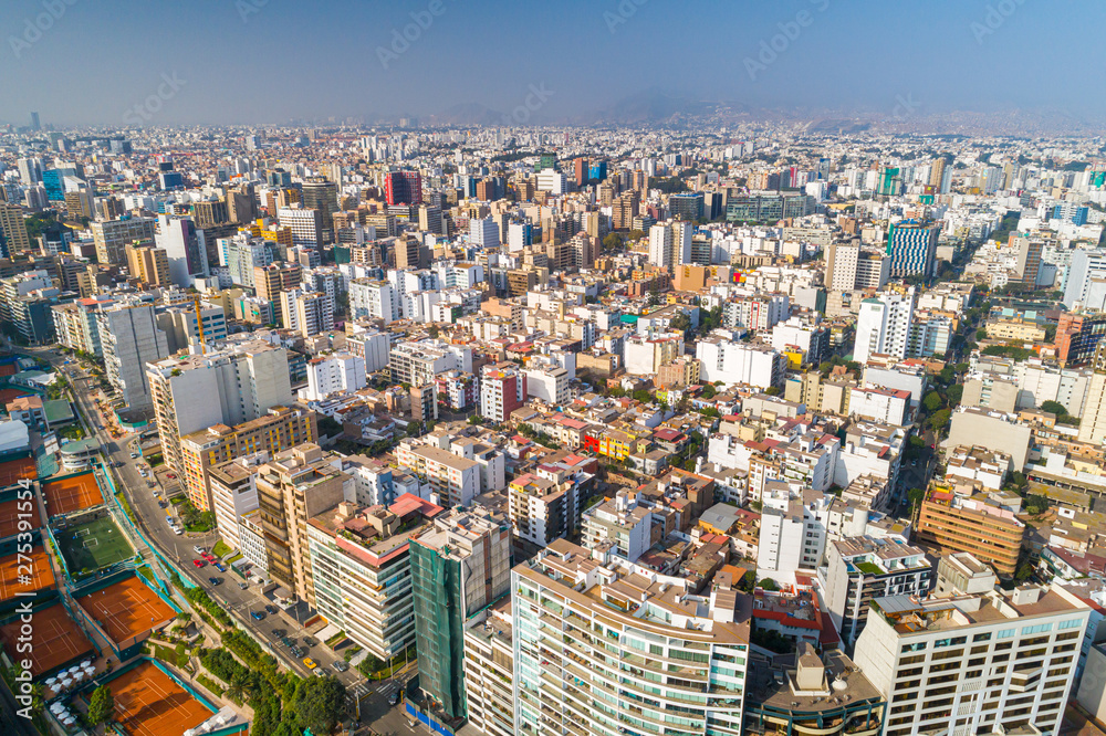 Naklejka premium Panoramic aerial view of Lima city, in Peru.