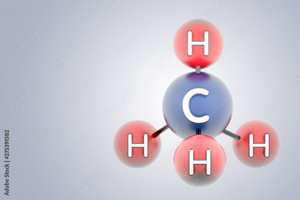 ch4 - molecule methane. Render of 3d model with copy space. ch4 - molecule methane. Render of 3d model with copy space.