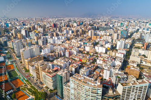 Panoramic aerial view of Lima city  in Peru.