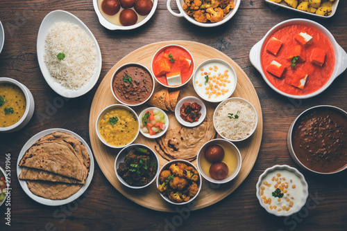 Indian Hindu Veg Thali / food platter, selective focus