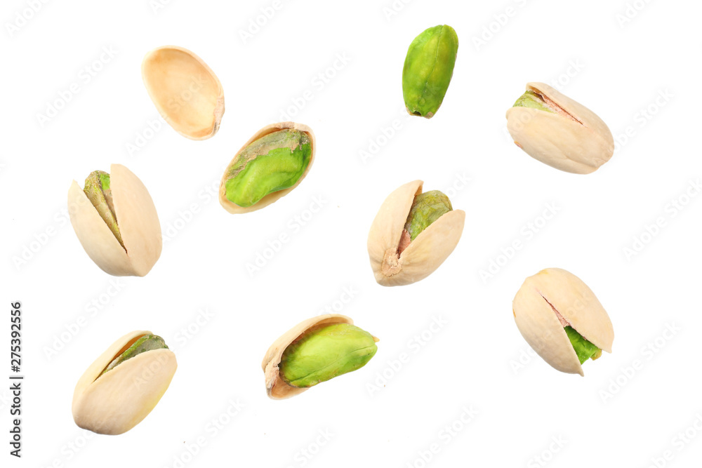 pistachio isolated on the white background. top view pistachio isolated on the white background. top view