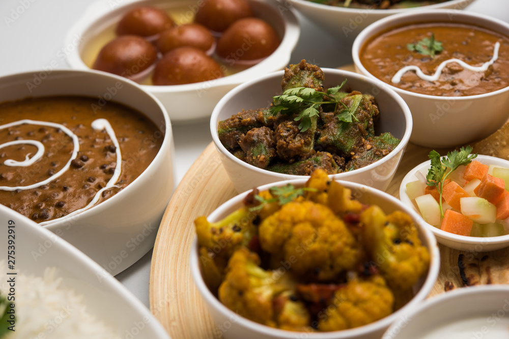 Indian Hindu Veg Thali / food platter, selective focus Indian Hindu Veg Thali / food platter, selective focus