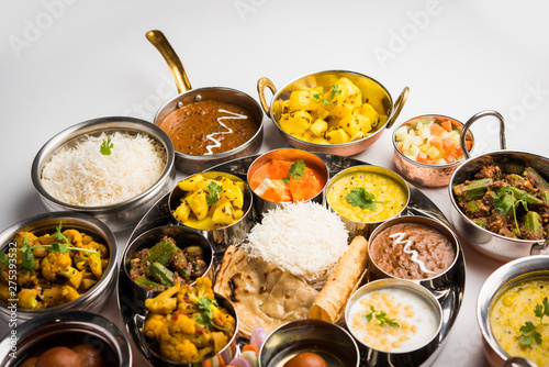 Indian Hindu Veg Thali / food platter, selective focus photo