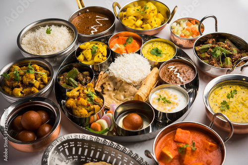 Indian Hindu Veg Thali / food platter, selective focus photo