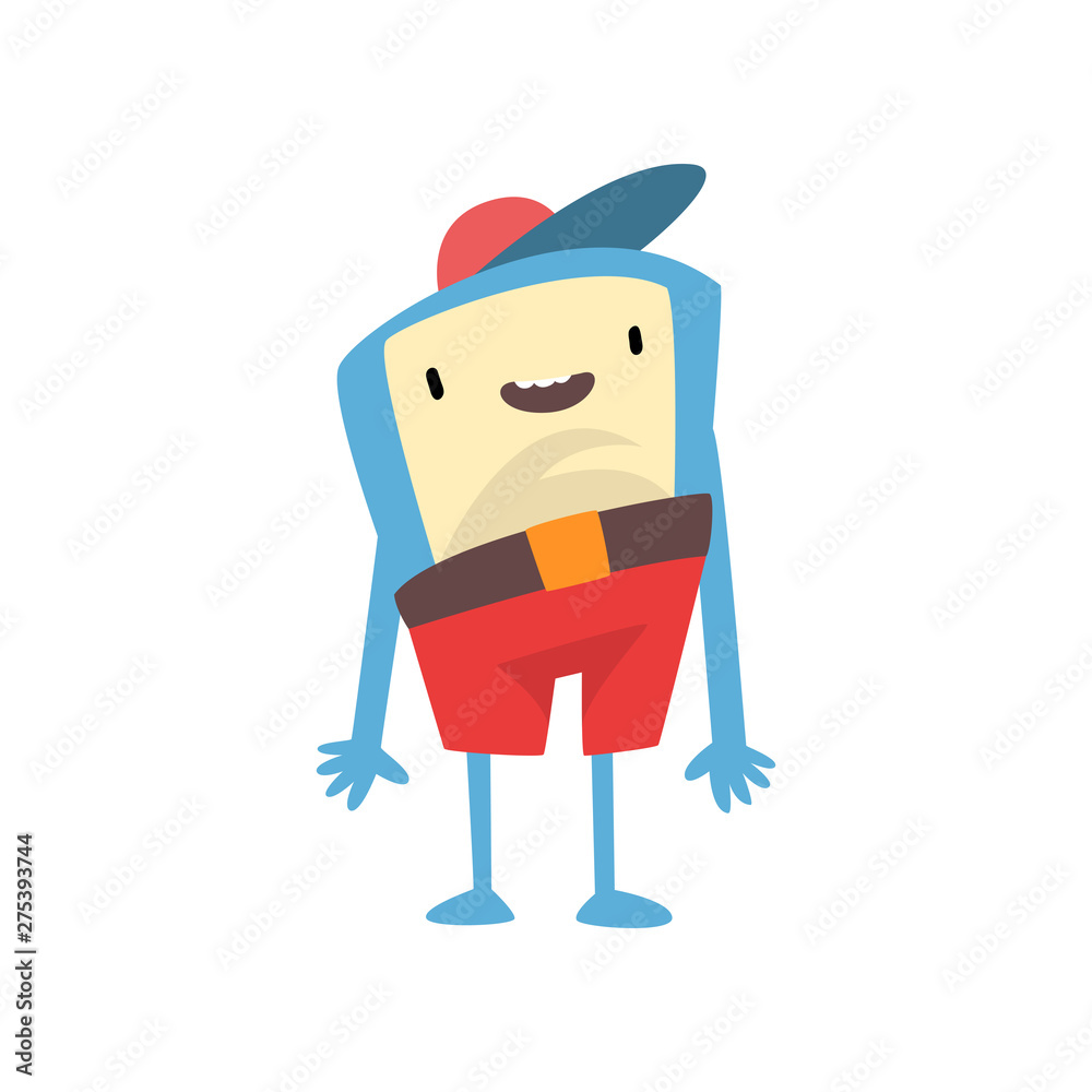 Cute Freaky Monster, Funny Colorful Alien Cartoon Character Wearing Shorts and Cap Vector Illustration Cute Freaky Monster, Funny Colorful Alien Cartoon Character Wearing Shorts and Cap Vector Illustration