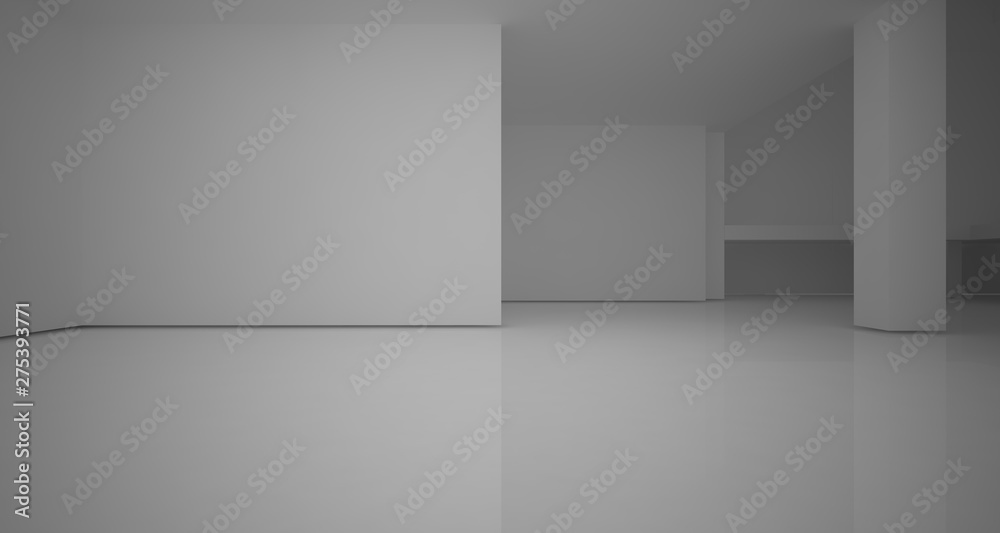 Abstract architectural white interior of a minimalist house with neon lighting. 3D illustration and rendering. Abstract architectural white interior of a minimalist house with neon lighting. 3D illustration and rendering.
