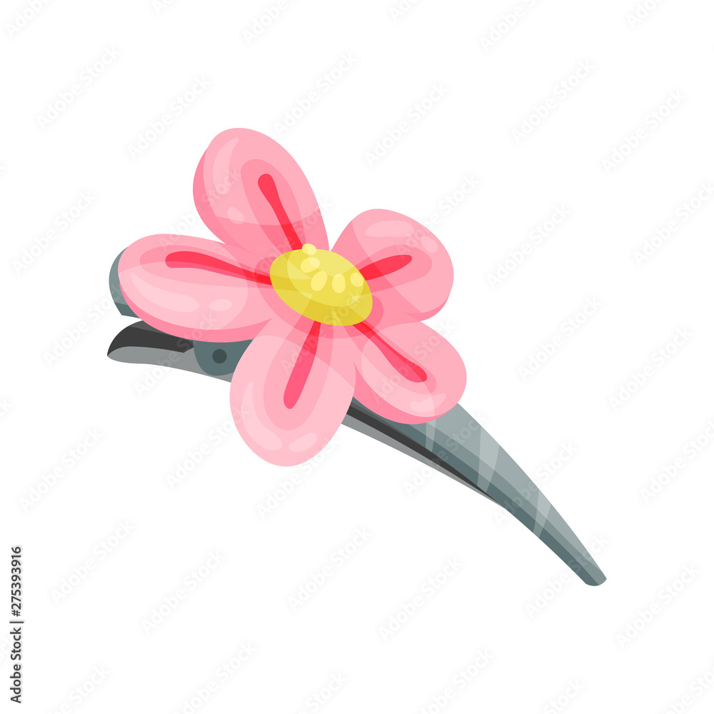 Hair clip with a flower. Vector illustration on white background. Hair clip with a flower. Vector illustration on white background.