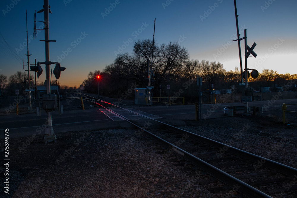 railway station at sunset