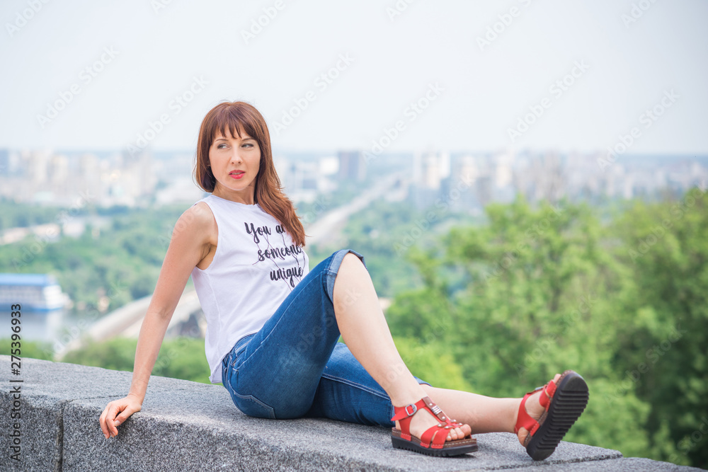 Mature woman lifestyle , lady at city enjoying the life, life after 40 years 