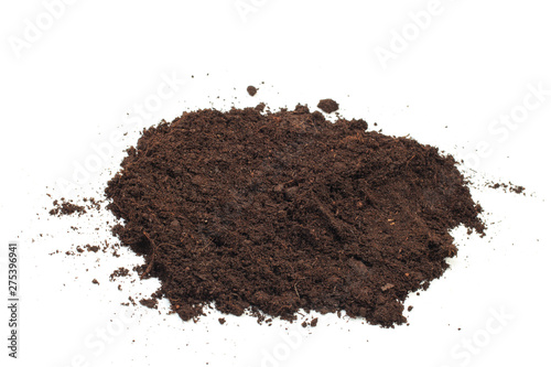 pile of soil isolated on white background - Image .