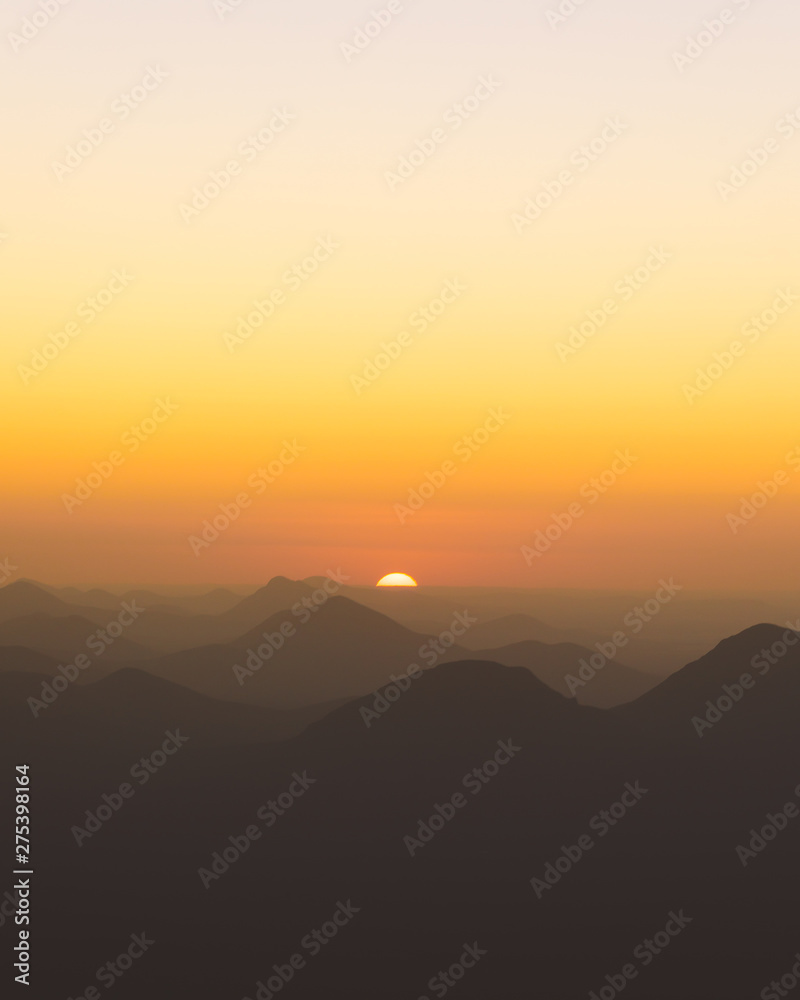 mountain layers at sunset