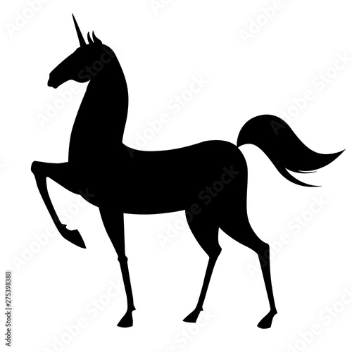 Beautiful silhouette of unicorn black on white background.