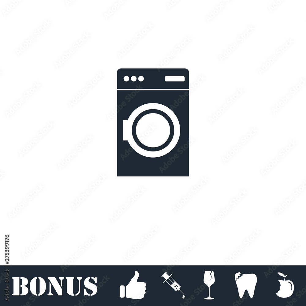 Washing machine icon flat Washing machine icon flat