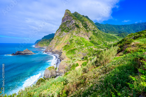 Beautiful landscape scenery of Madeira Island - View from Miradouro de Sao Cristovao in the Northern coastline, Sao Vicente area near Boaventura, Portugal photo