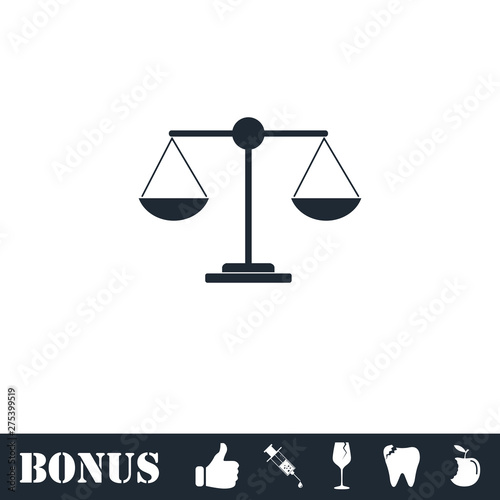 Justice scale icon flat