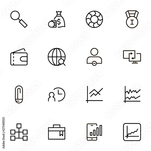 Business analytics line icon set.
