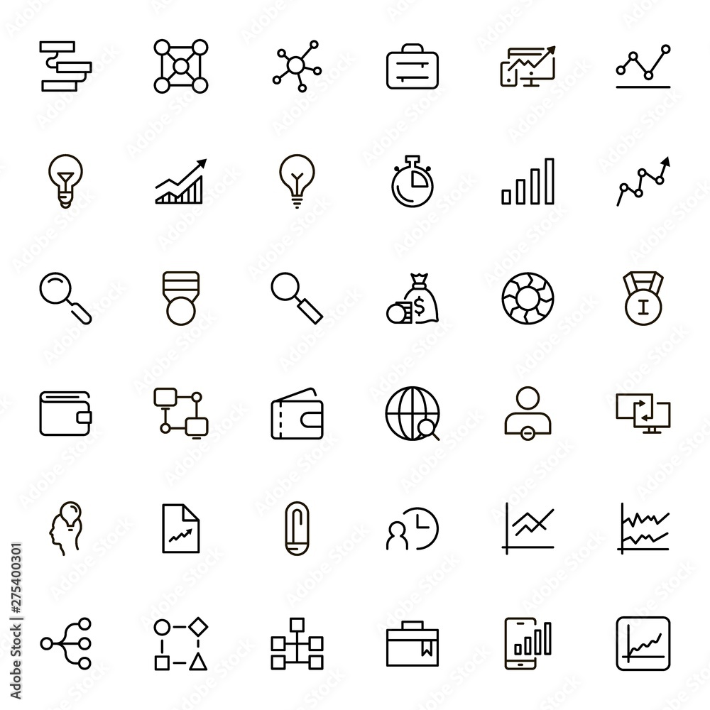 Fototapeta premium Business analytics line icon set.