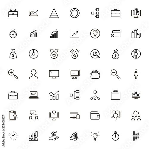 Business analytics line icon set.