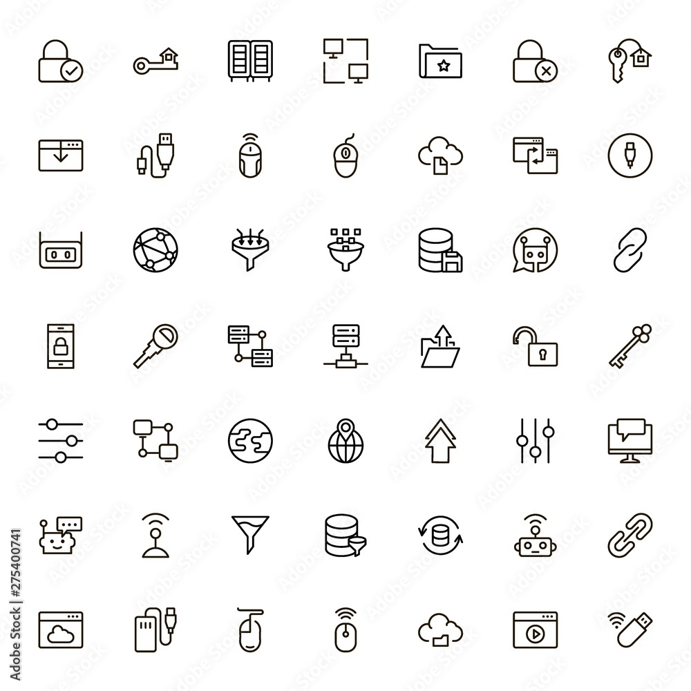 Data centre line icon set. Data centre line icon set.