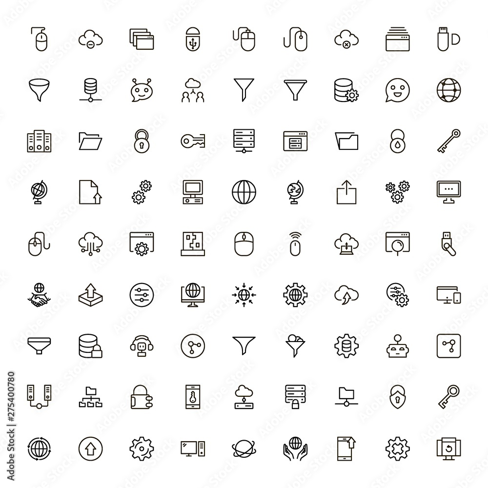 Data centre line icon set. Data centre line icon set.