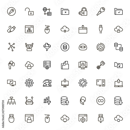 Data centre line icon set.
