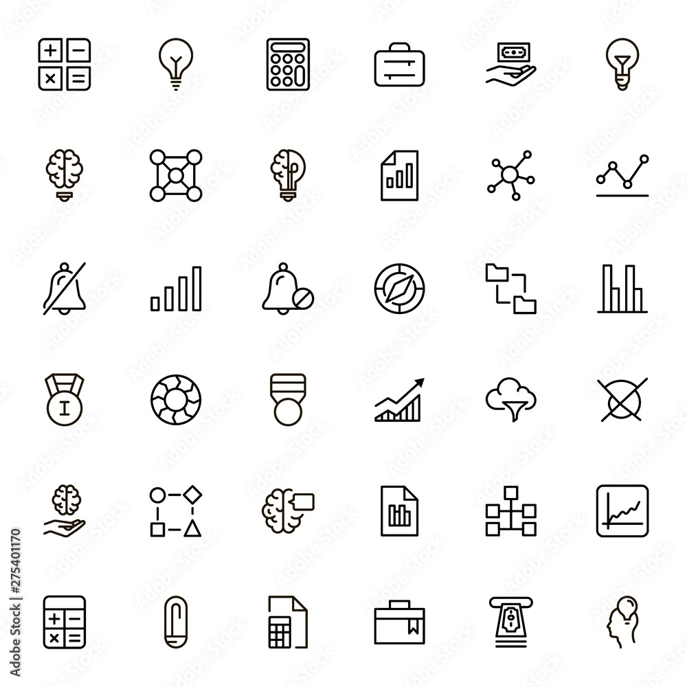 Financial administration line icon set.